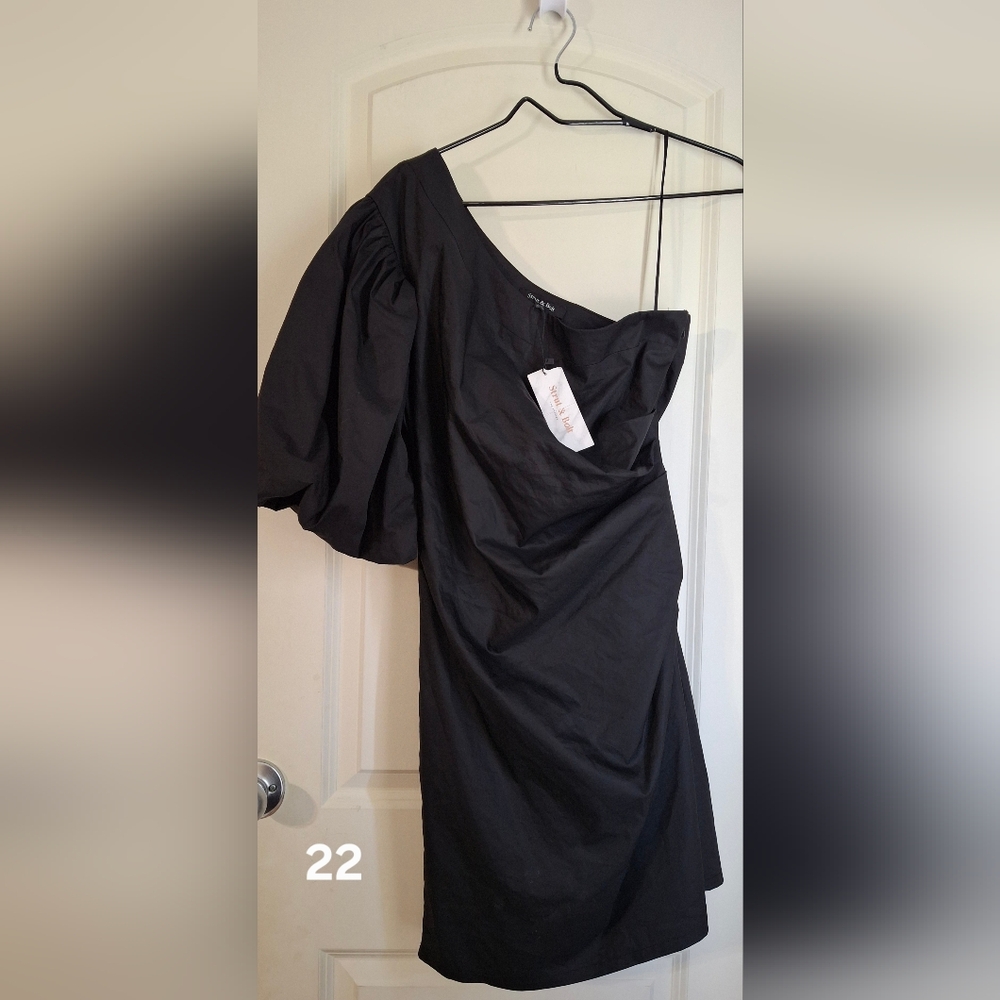 Strut & Bolt 9ne Shoulder Dress Sz L GLOBE SLEEVE GOTH PARTY RAVE VAMP